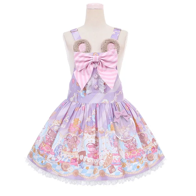 Fairy Kei Pink/ Blue Purple Yellow Coffee Lolita Dress