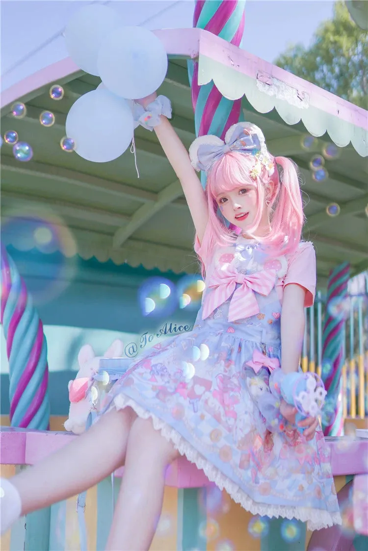 Fairy Kei Pink/ Blue Purple Yellow Coffee Lolita Dress