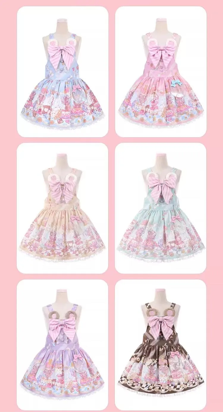 Fairy Kei Pink/ Blue Purple Yellow Coffee Lolita Dress