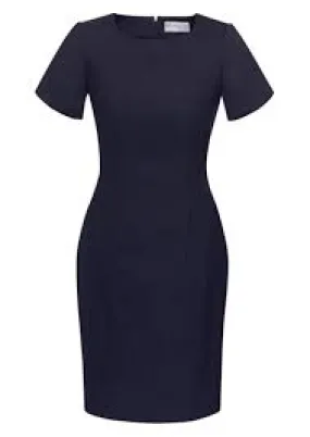 Fashion Biz 34021  Comfort Wool Stretch Womens Sleeveless V Neck Dress - Navy
