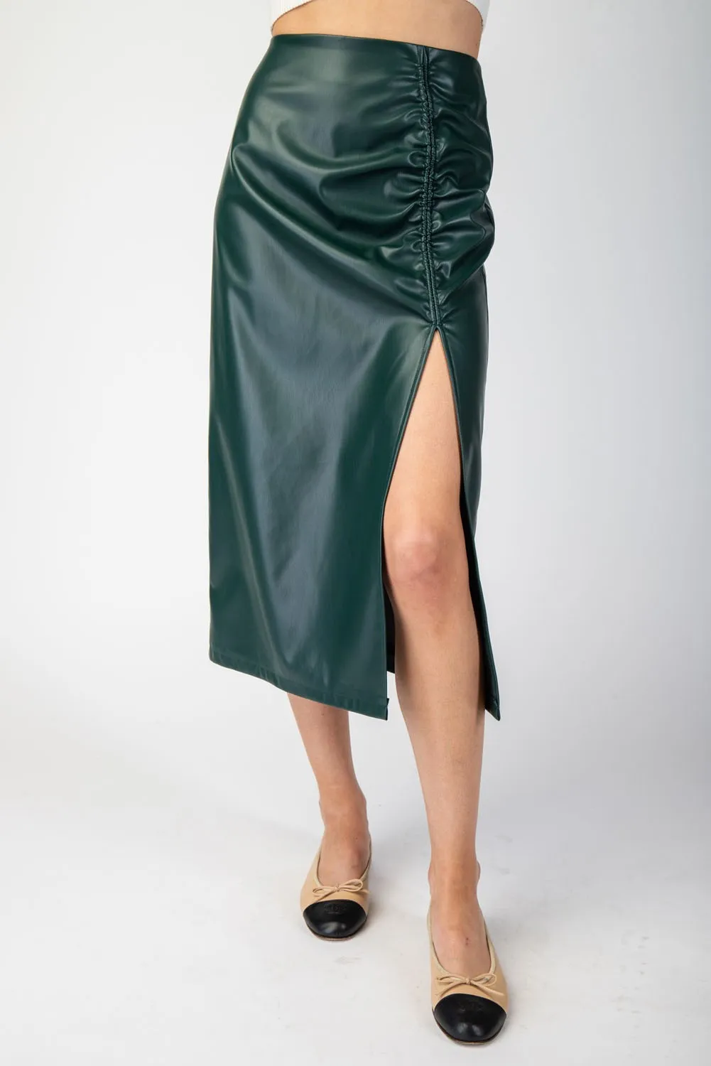 Faux Leather Midi Skirt