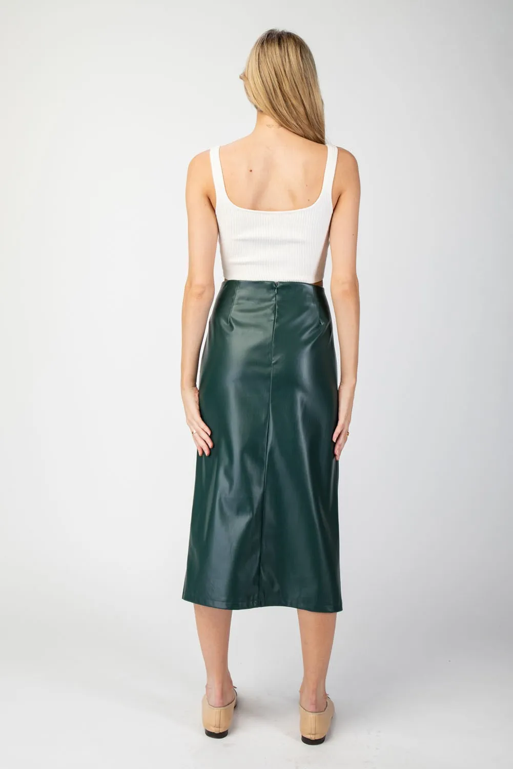 Faux Leather Midi Skirt