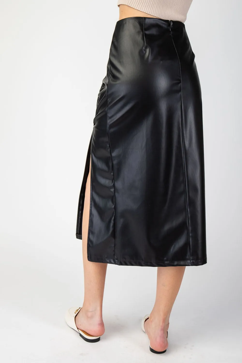 Faux Leather Midi Skirt