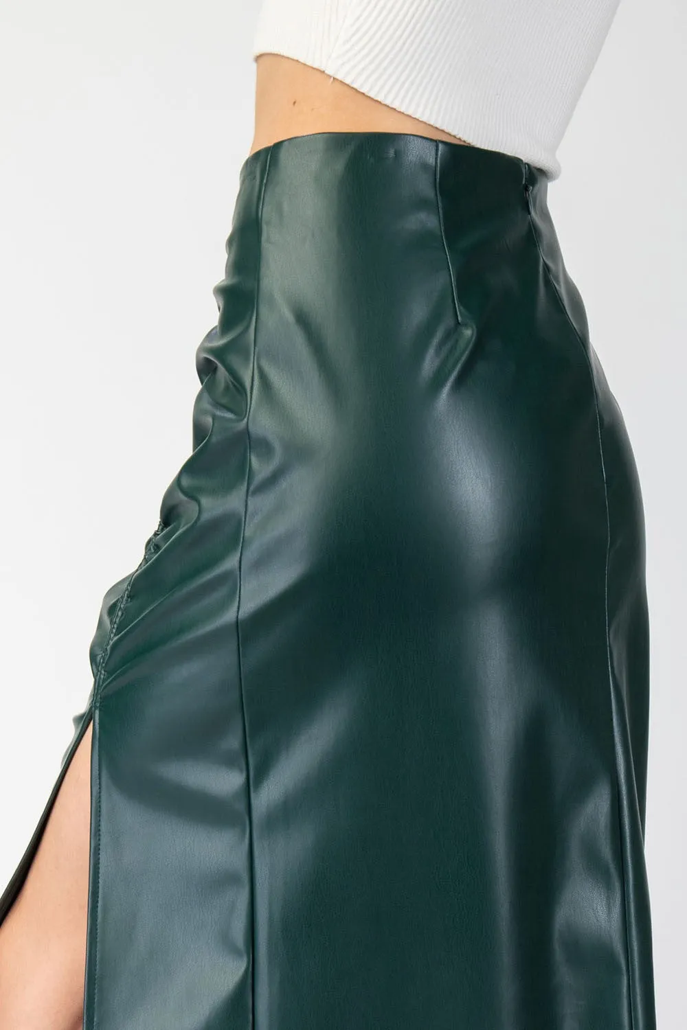 Faux Leather Midi Skirt