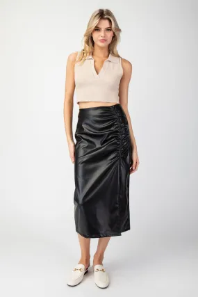 Faux Leather Midi Skirt