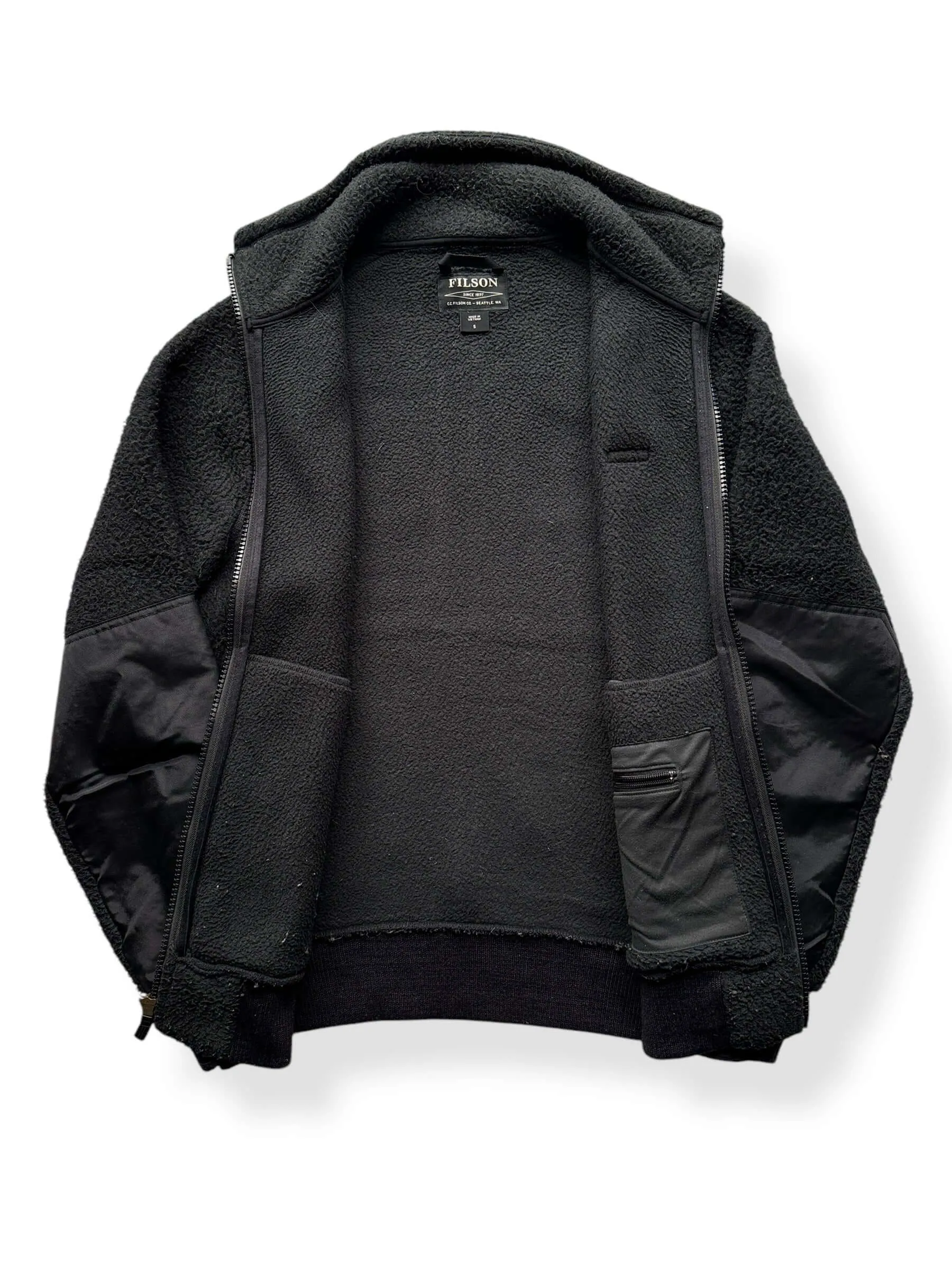 Filson Black Sherpa Fleece Jacket SZ S