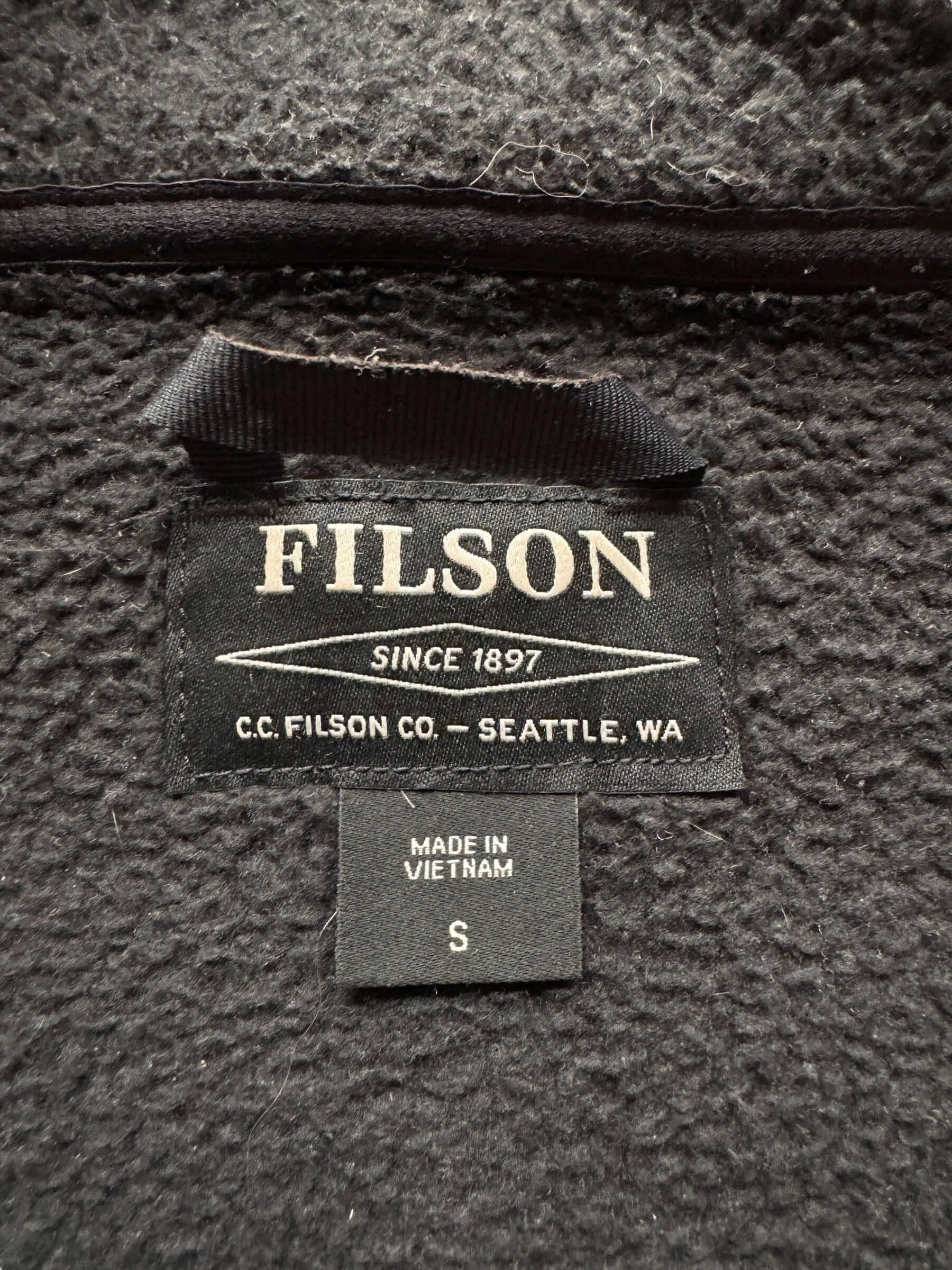 Filson Black Sherpa Fleece Jacket SZ S