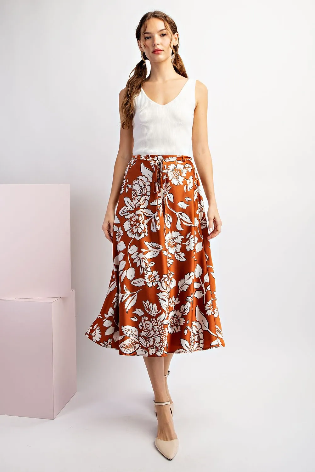 Floral Printed Midi Skirt