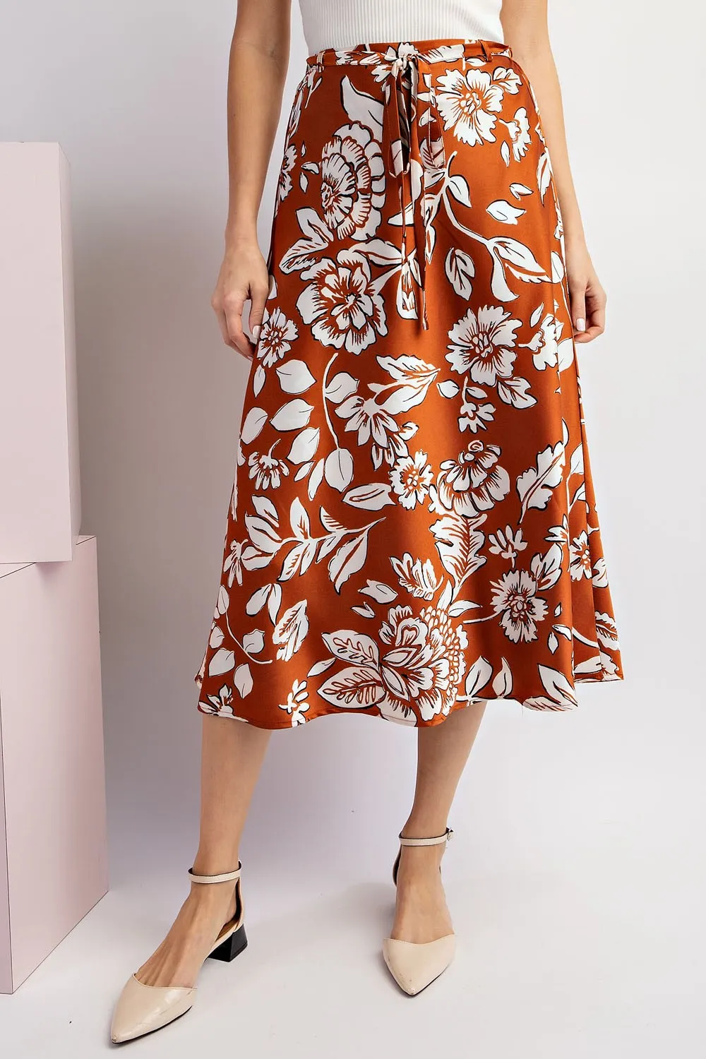 Floral Printed Midi Skirt