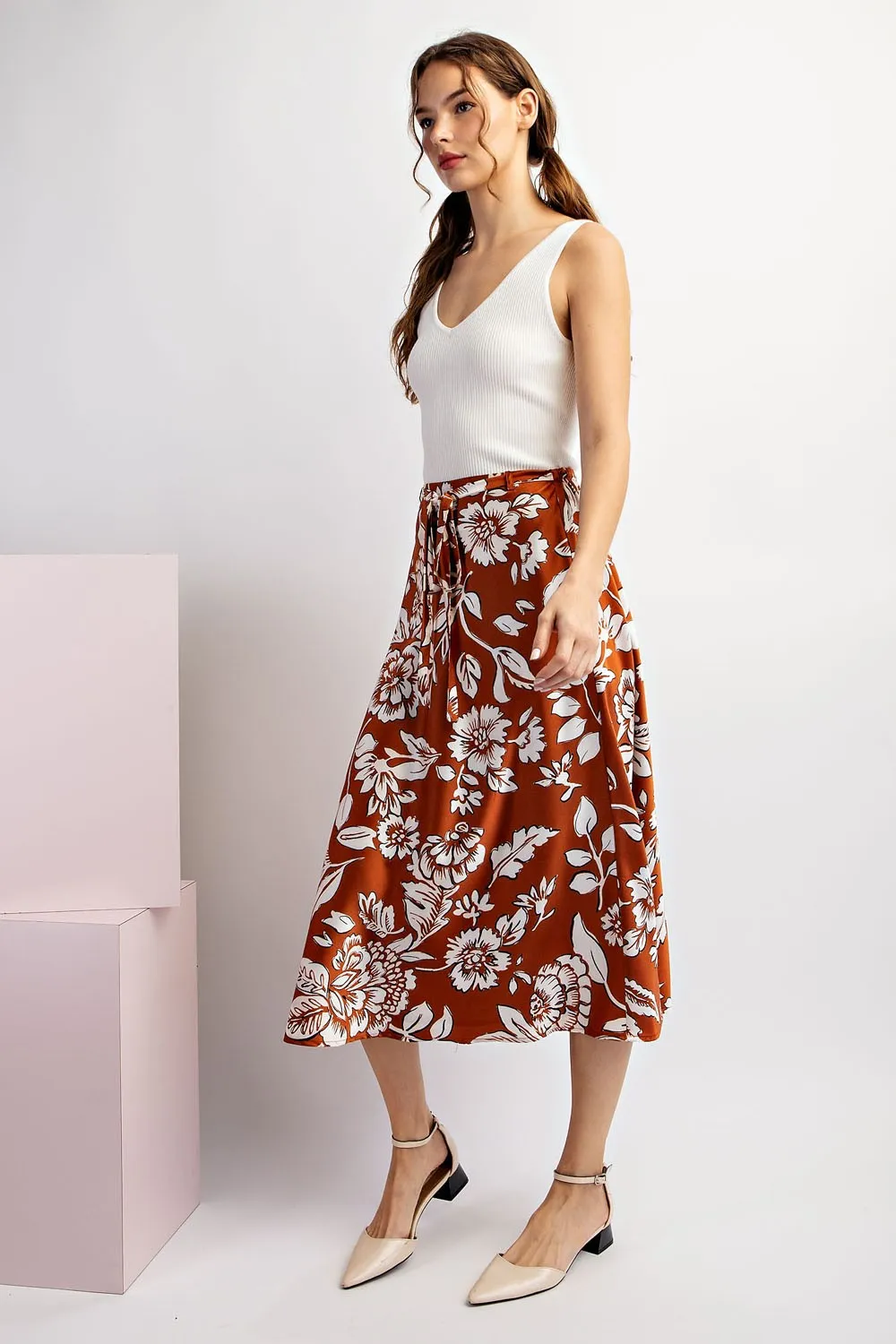 Floral Printed Midi Skirt