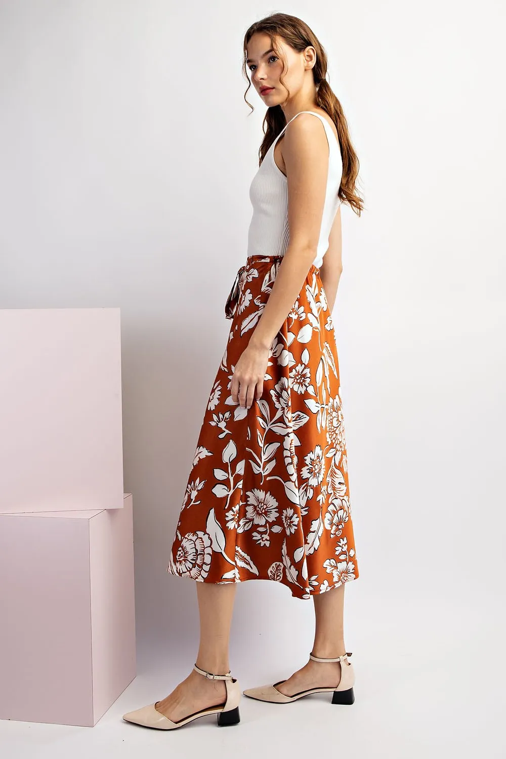 Floral Printed Midi Skirt
