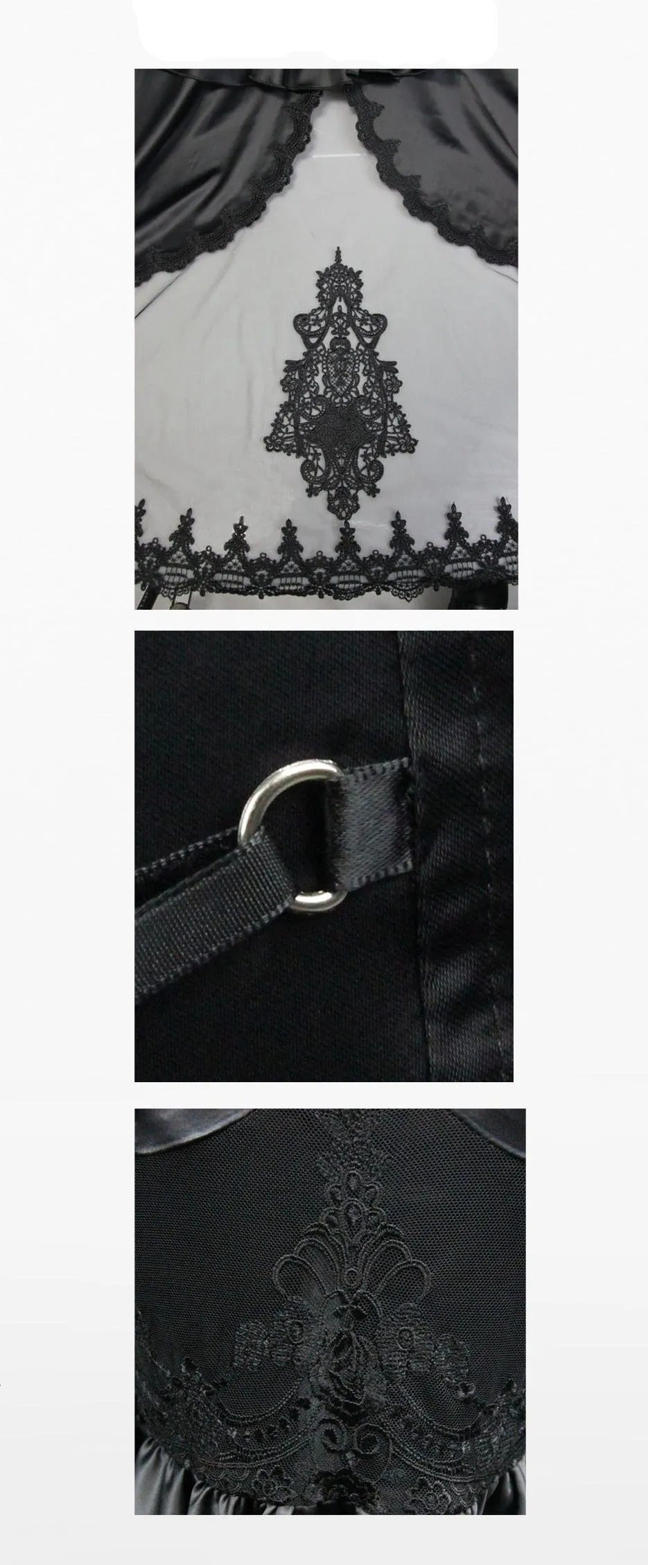 'Funeral Fog' Gothic Satin Floor-Length Skirt