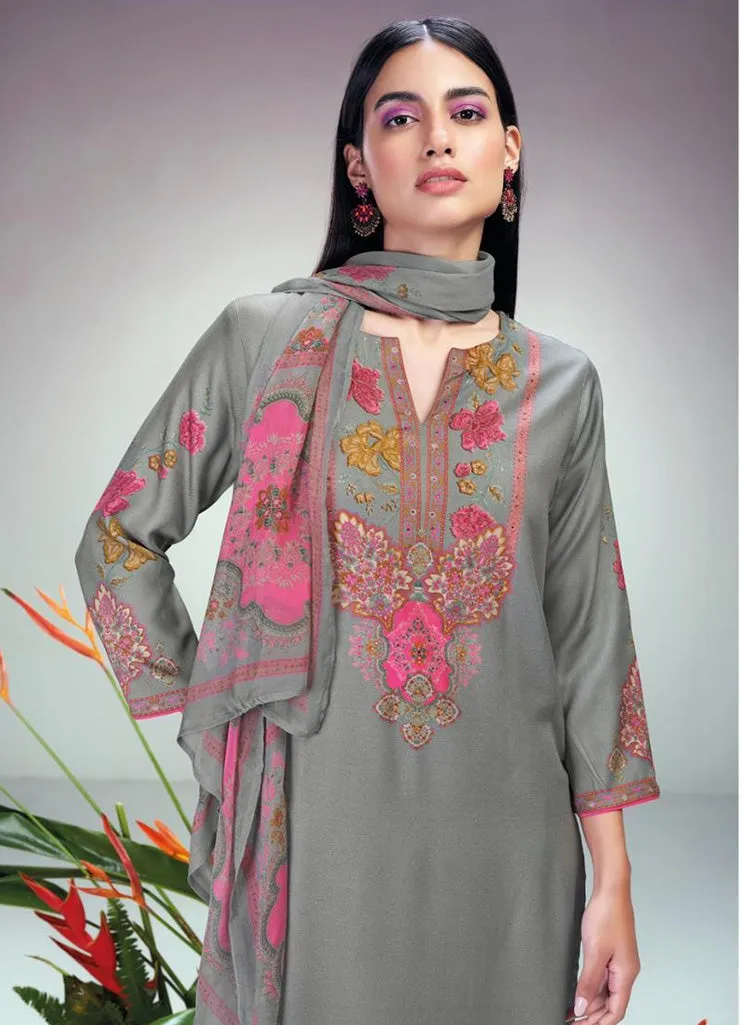 Ganga Unstitched Woolen Pashmina Winter Suit Dress Material