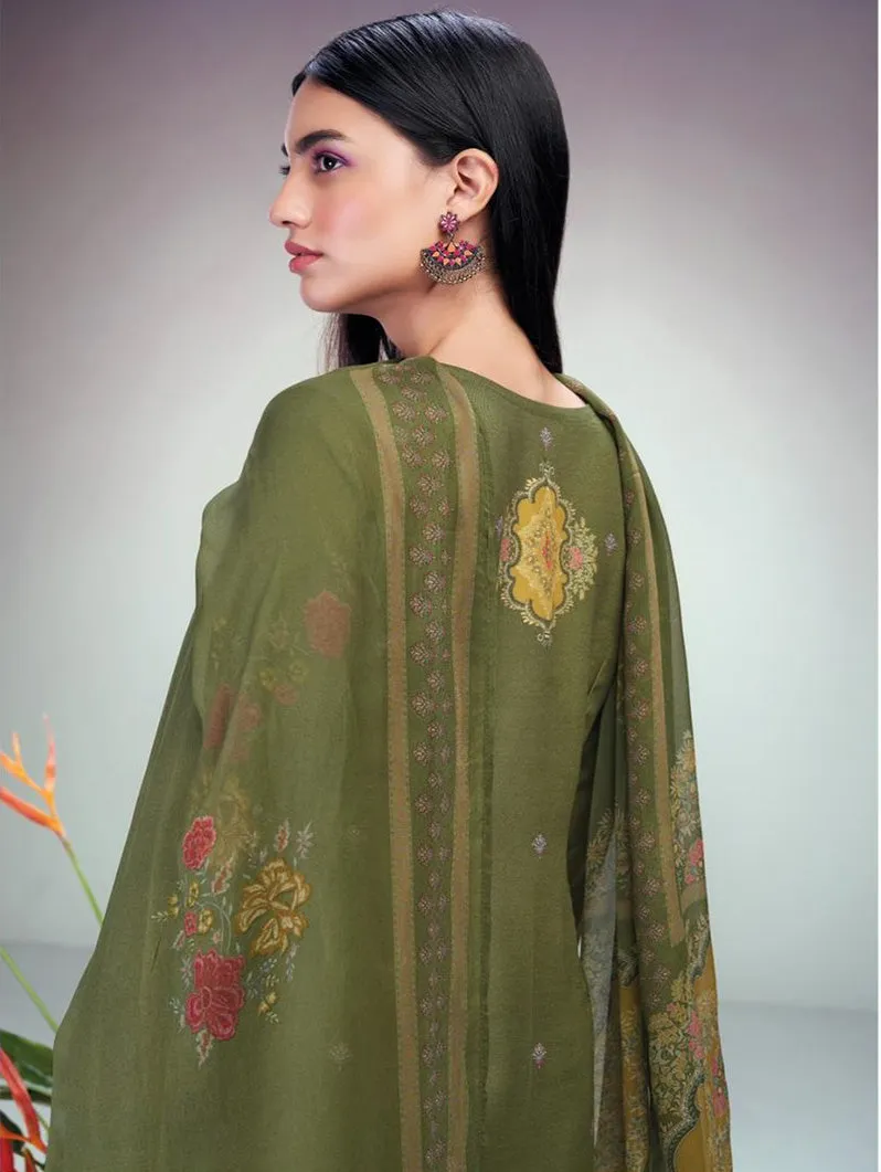 Ganga Woolen Pashmina Unstitched Winter Suit with Chiffon Dupatta