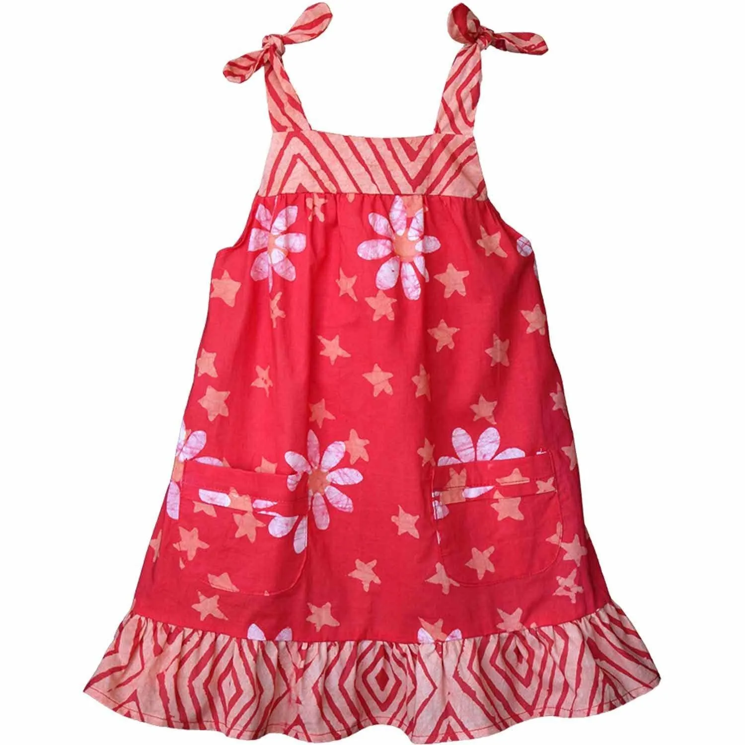Girls Pocket Dress Papaya Daisy Star Global Mamas