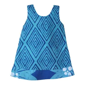 Girls Reversible Dress Giant Flower Teal Global Mamas
