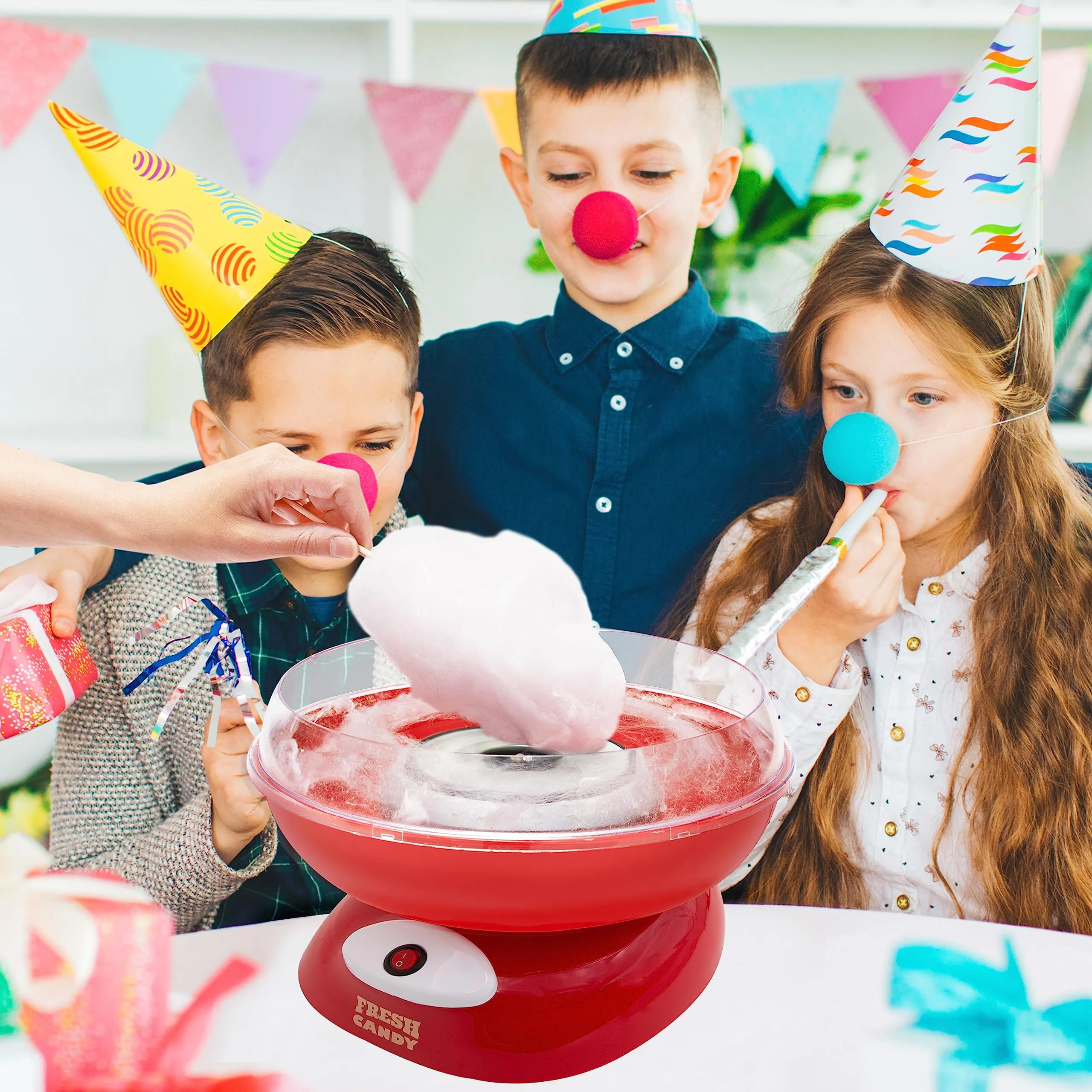 Global Gizmos 51560 Premium Candy Floss Maker / 500W / Retro Carnival Style Machine/Spinning Tool Included/Non-Slip Base / 30cm x 32cm