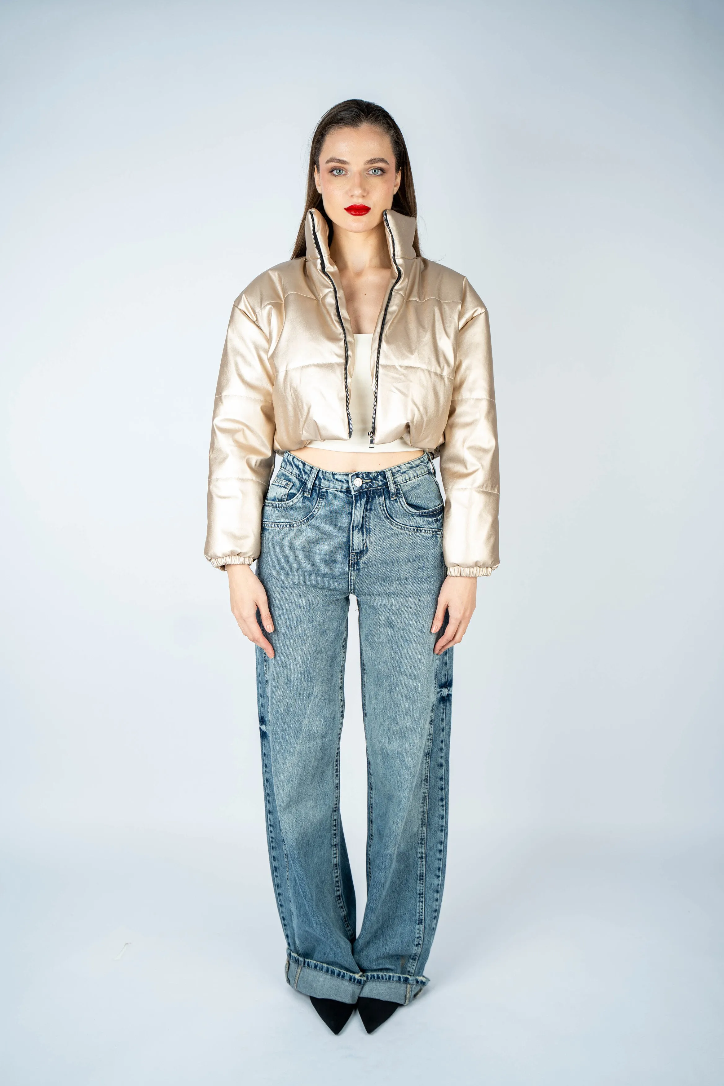 Gold Metallic Puffer Jacket