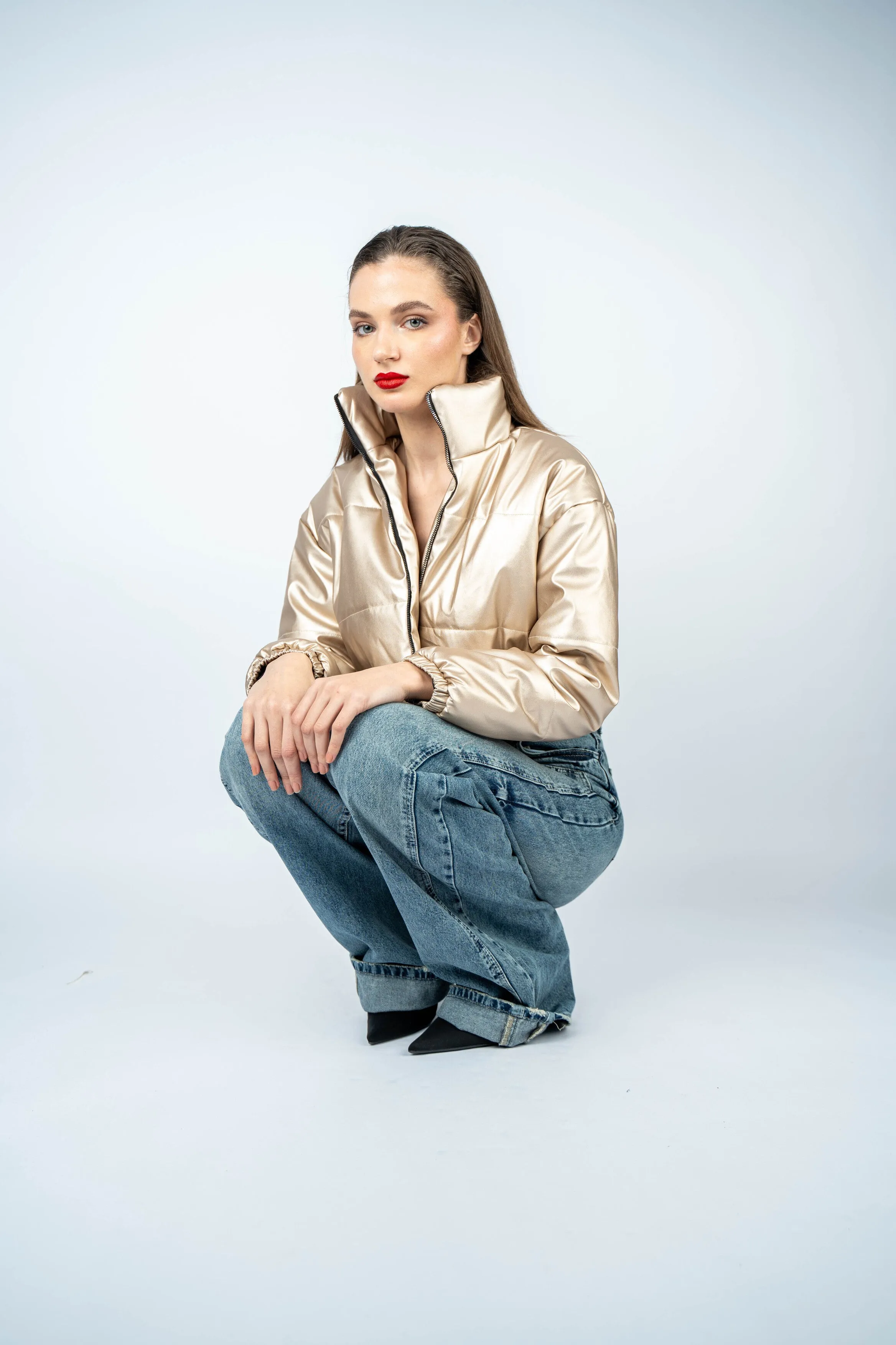 Gold Metallic Puffer Jacket