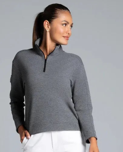 IBKUL Solid Popcorn Stitch 1/4 Zip Pullover (Multiple Colors)