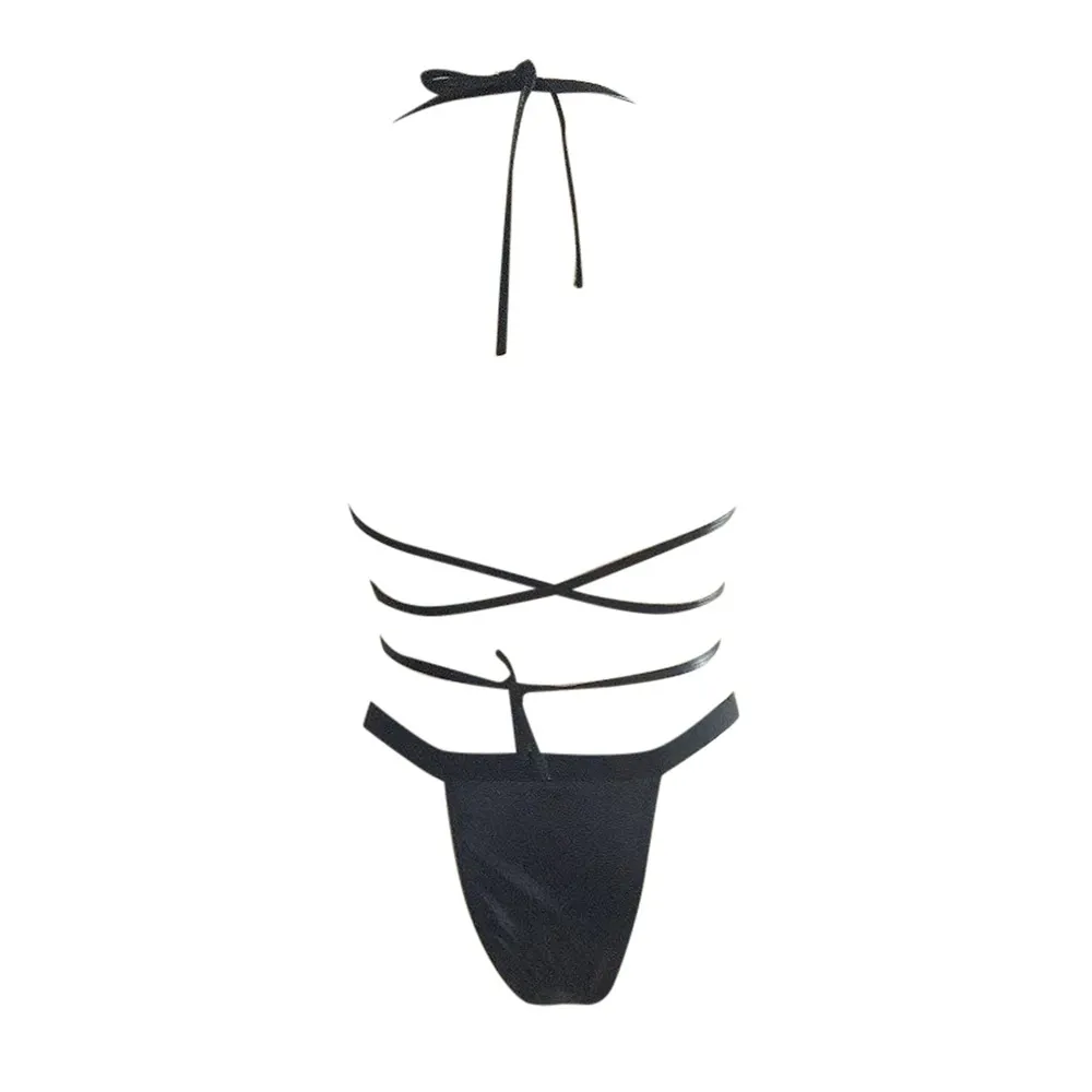 Intimate PU Leather Lingerie for Ladies / Women's Erotic Underwear Sets / Black Sexy Bodysuit