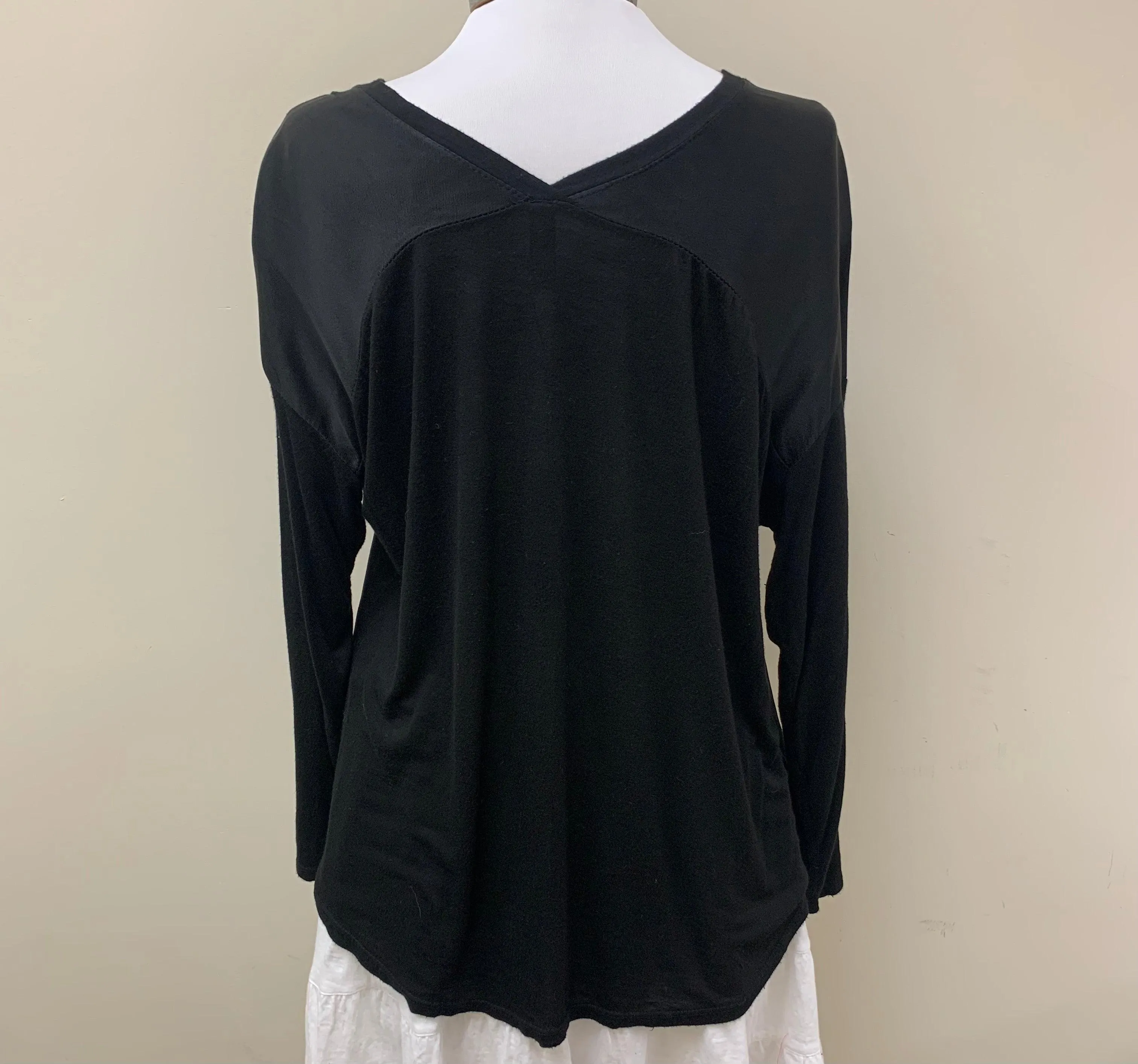Italian made Dropped Shoulder V Neck Silky Top by Venti6 69270-S22