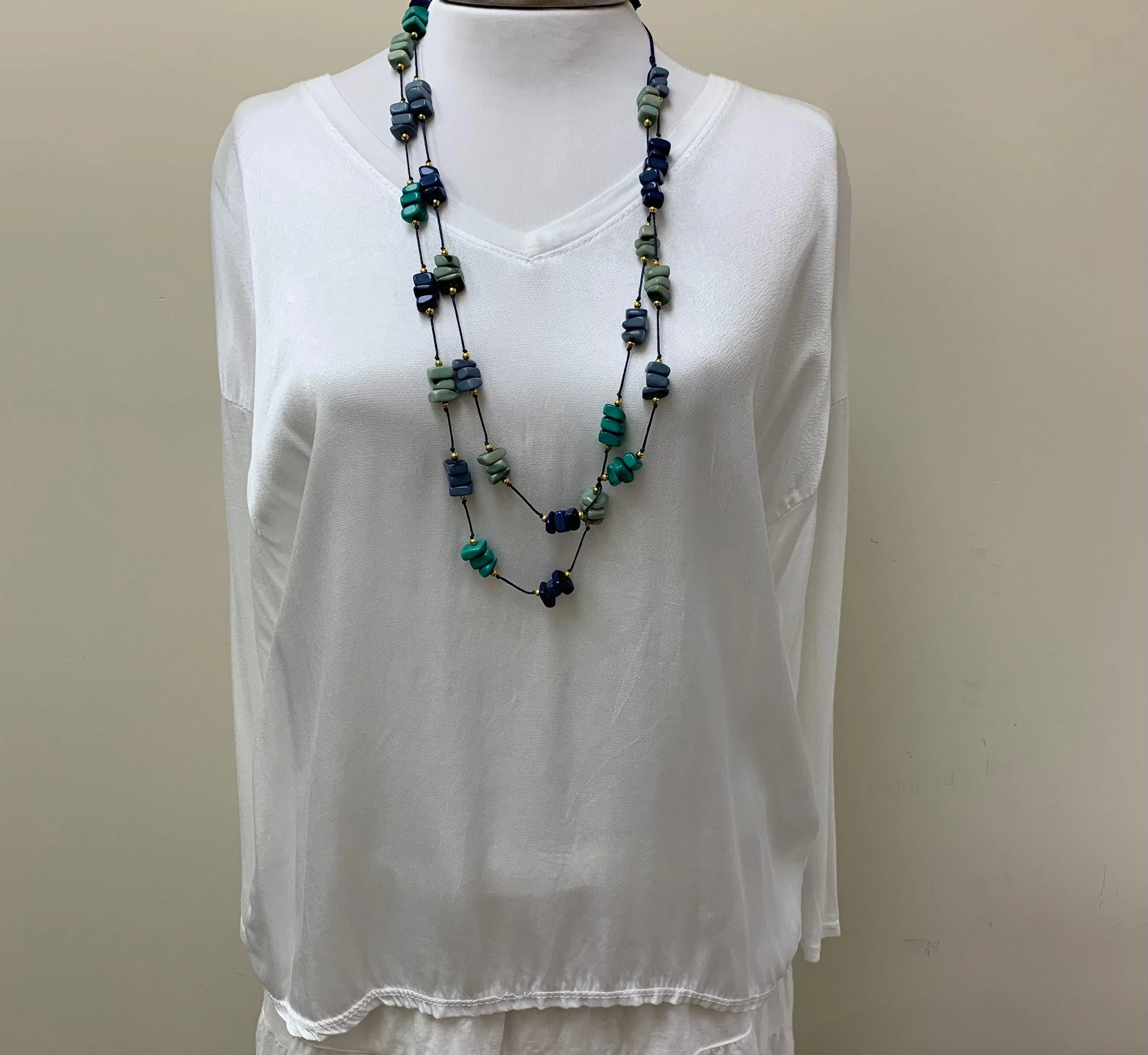 Italian made Dropped Shoulder V Neck Silky Top by Venti6 69270-S22