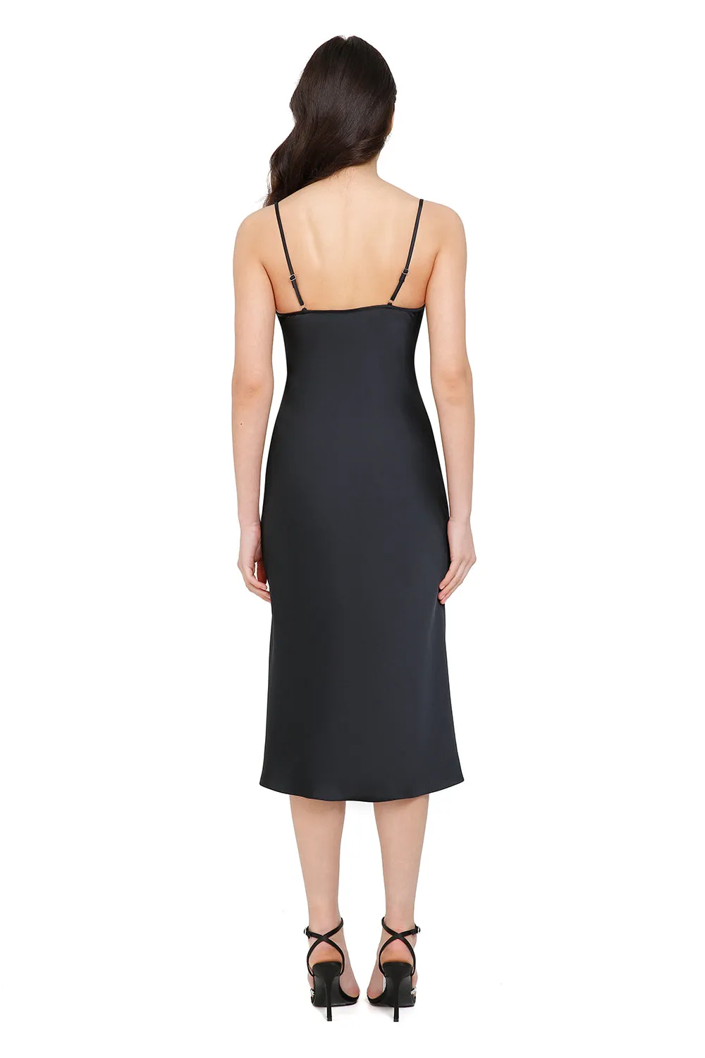 Janna Black Silk Slip Dress