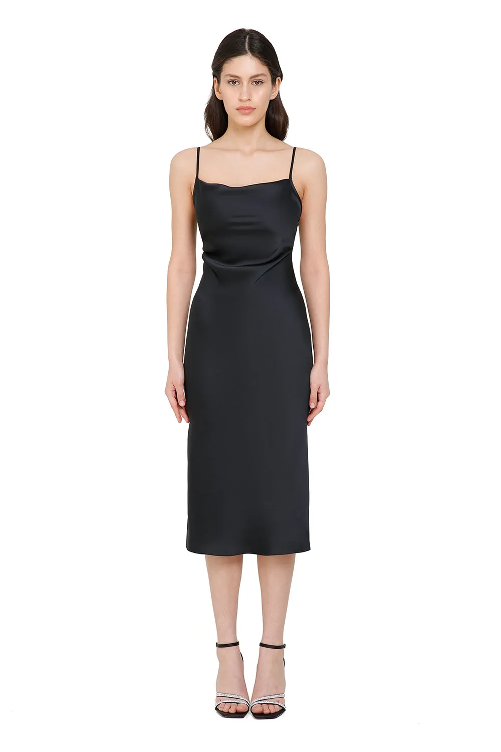 Janna Black Silk Slip Dress