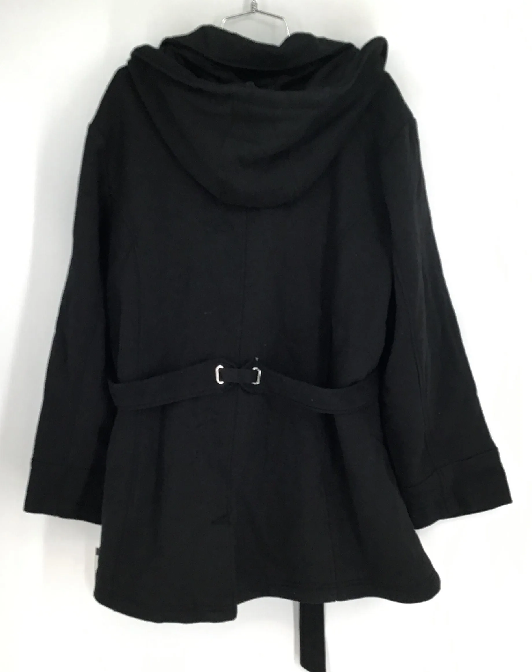 Jones New York Women's Black Belted Overcoat - Size 2X