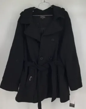 Jones New York Women's Black Belted Overcoat - Size 2X