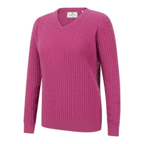 Lauder Ladies Cable Pullover In Cerise