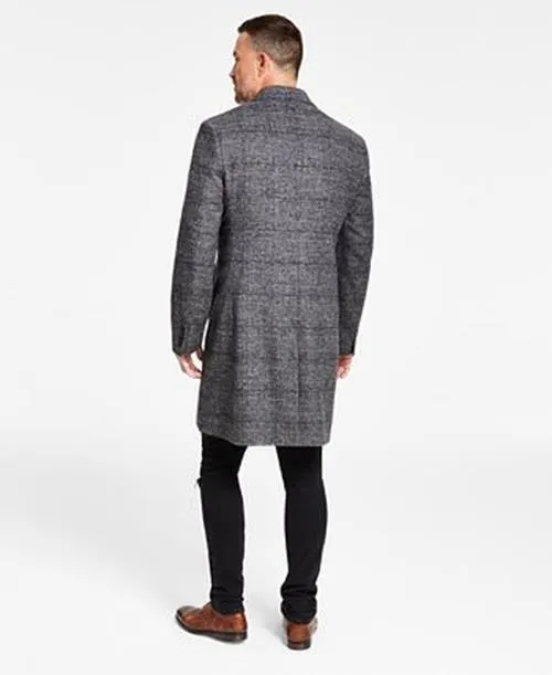 Lauren Ralph Lauren Men’s Luther Luxury Blend Overcoat Coat Black White Plaid 36S