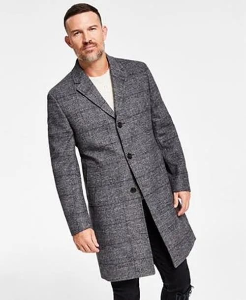 Lauren Ralph Lauren Men’s Luther Luxury Blend Overcoat Coat Black White Plaid 36S