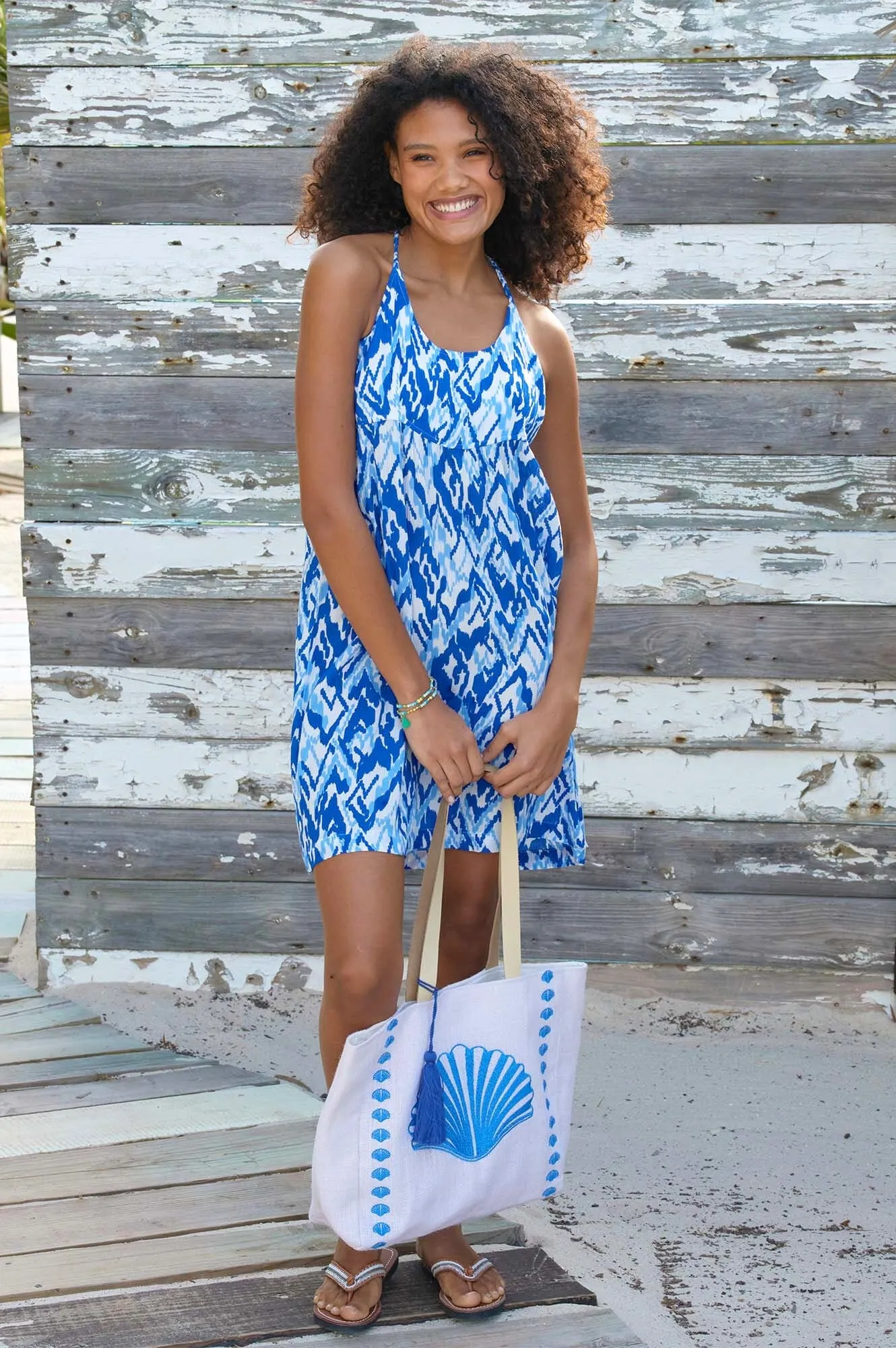 Lenu Short Dress | Fluid Abstract Cobalt