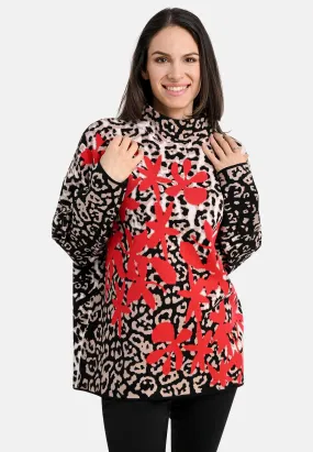 Leopard Print with Floral Graphic Pullover