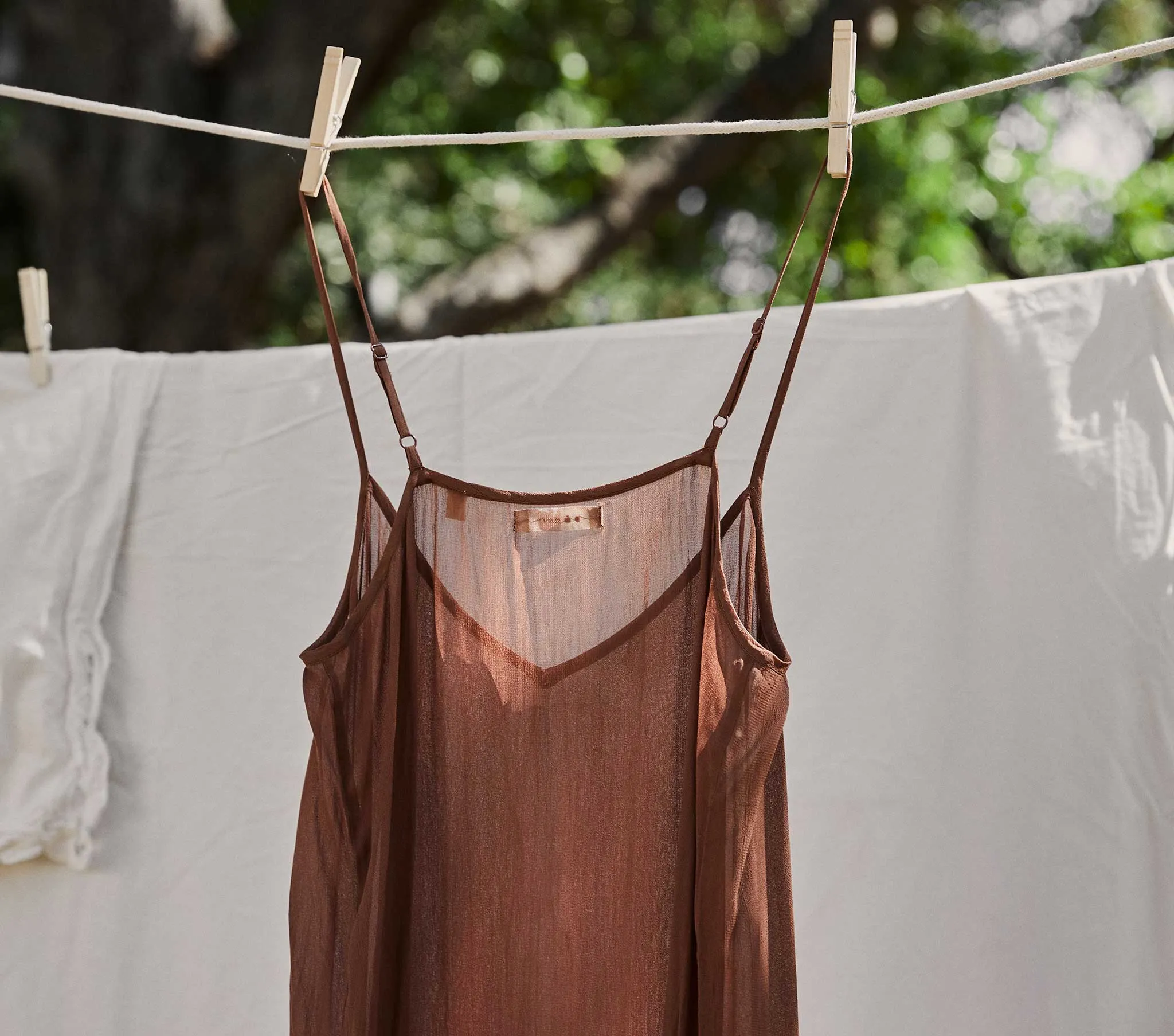 LONG DEEP V-NECK SLIP -- CAROB