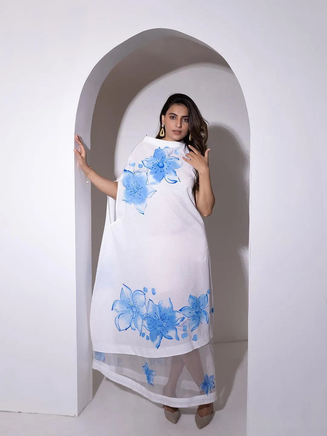 Lucent White Brush Paint Dress By RAGAVI