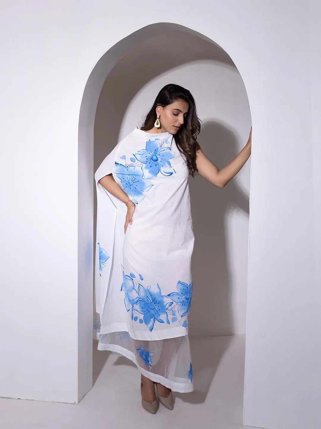 Lucent White Brush Paint Dress By RAGAVI