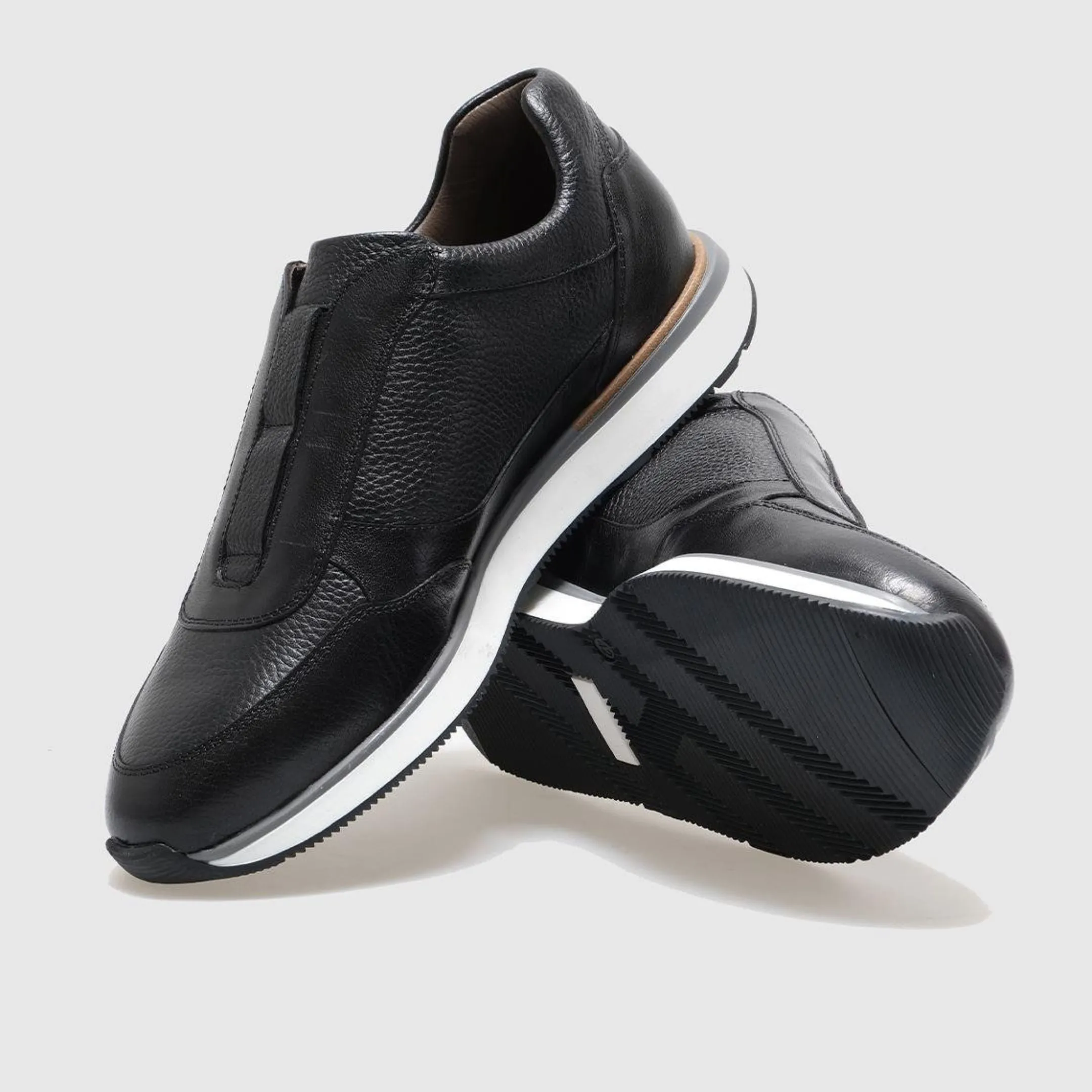 Madasat Black Genuine Leather Slip On Sneakers - 837 |