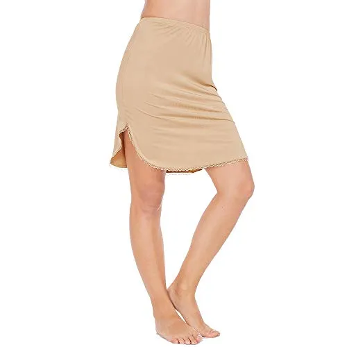 MANCYFIT Half Slips for Women Underskirt Short Mini Skirt with Floral Lace Trim