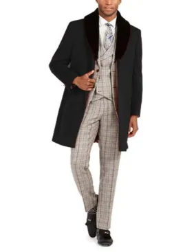 Mens Black Overcoat - Men's Classic Fit Trim Overcoat Three Quarter Length Coat