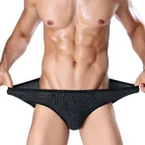 Men's Fashion Striped Low Waist Modal Briefs with U-Convex Pouch