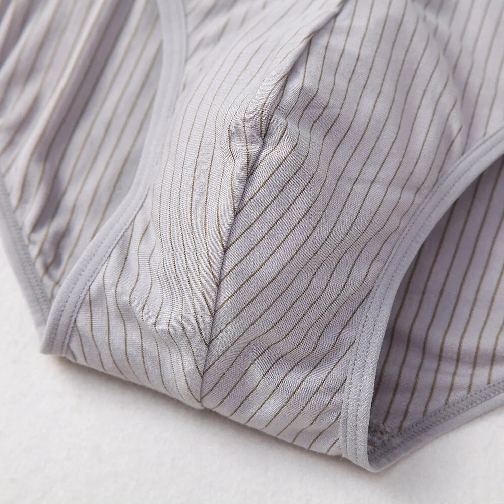 Men's Fashion Striped Low Waist Modal Briefs with U-Convex Pouch