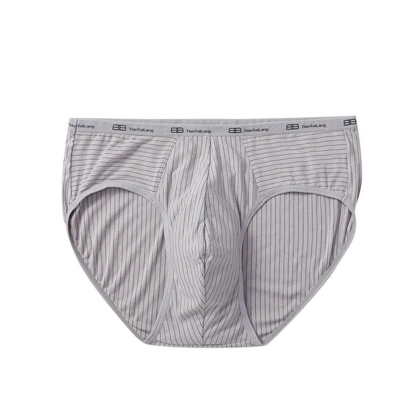 Men's Fashion Striped Low Waist Modal Briefs with U-Convex Pouch