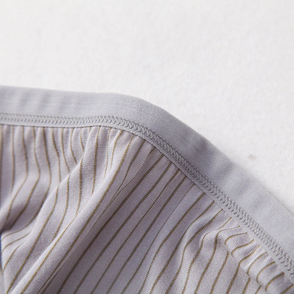 Men's Fashion Striped Low Waist Modal Briefs with U-Convex Pouch