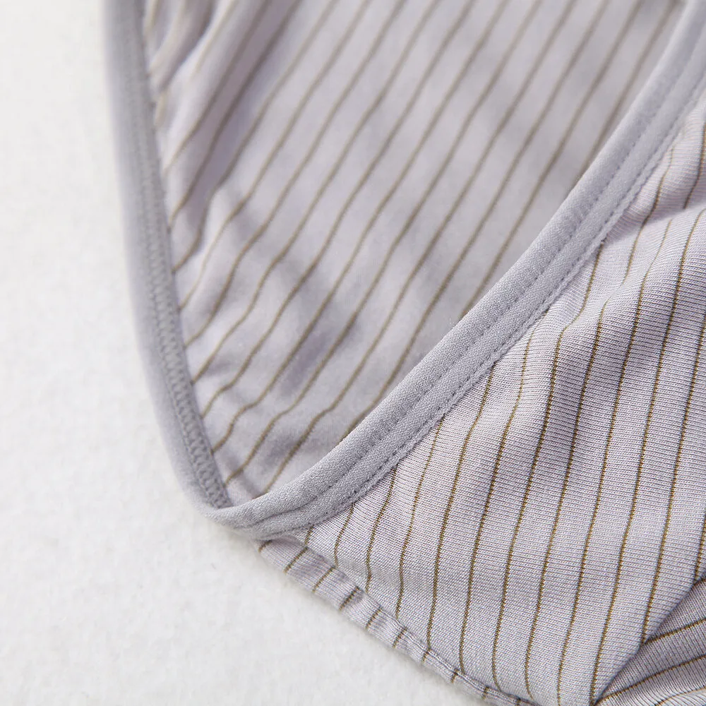 Men's Fashion Striped Low Waist Modal Briefs with U-Convex Pouch