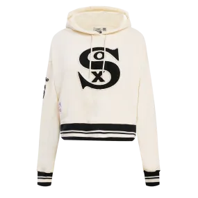 MLB CHICAGO WHITE SOX WOMEN'S RETRO CLASSIC WOMEN'S RIB CROPPED PO HOODIE (EGGSHELL/BLACK)