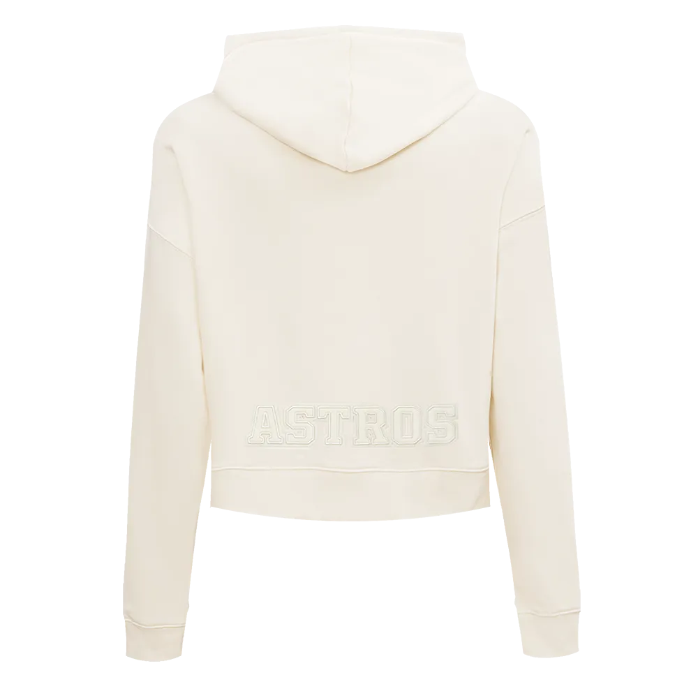 MLB HOUSTON ASTROS NEUTRAL WOMEN'S CROPPED PO HOODIE (EGGSHELL)