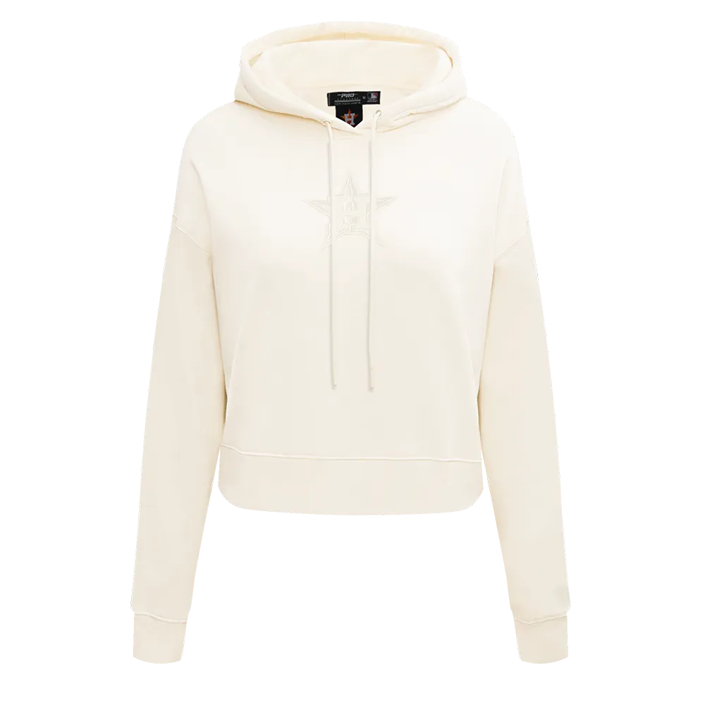 MLB HOUSTON ASTROS NEUTRAL WOMEN'S CROPPED PO HOODIE (EGGSHELL)